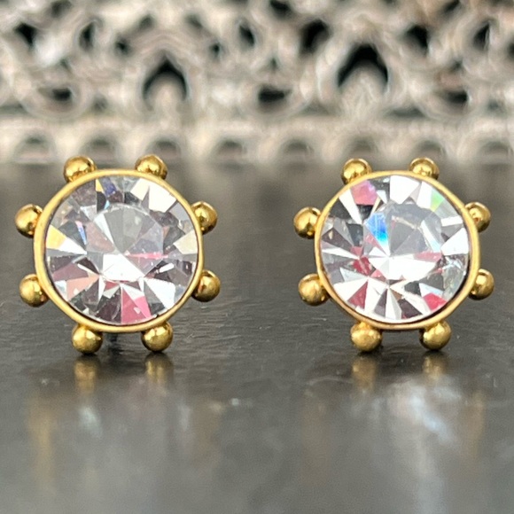 kate spade Jewelry - KATE SPADE FLYING COLORS CLEAR/GOLD BEZELED GLASS STUD EARRINGS